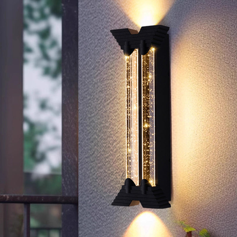 Applique murale extérieure moderne minimaliste étanche en acier inoxydable cylindrique trapézoïdal à LED en cristal pour jardin 