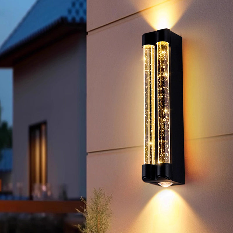Applique murale extérieure moderne minimaliste étanche en acier inoxydable cylindrique trapézoïdal à LED en cristal pour jardin 