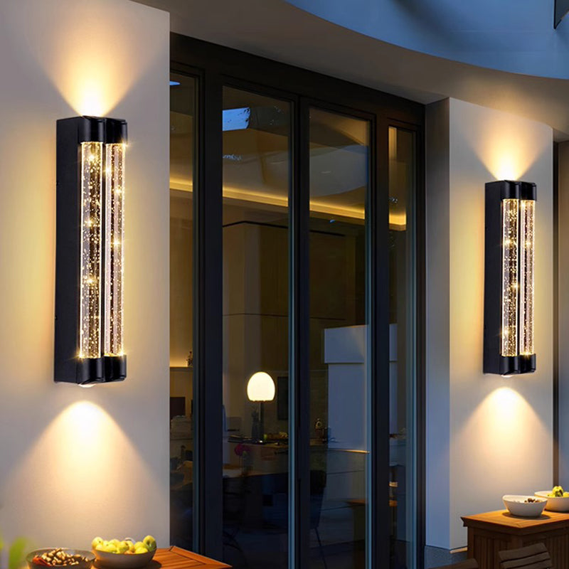 Applique murale extérieure moderne minimaliste étanche en acier inoxydable cylindrique trapézoïdal à LED en cristal pour jardin 