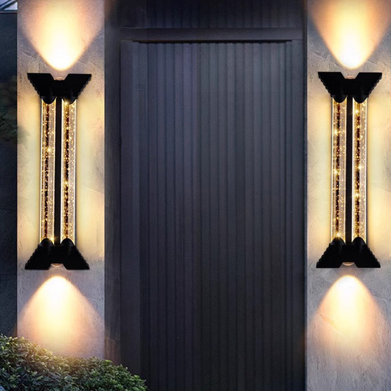 Applique murale extérieure moderne minimaliste étanche en acier inoxydable cylindrique trapézoïdal à LED en cristal pour jardin 