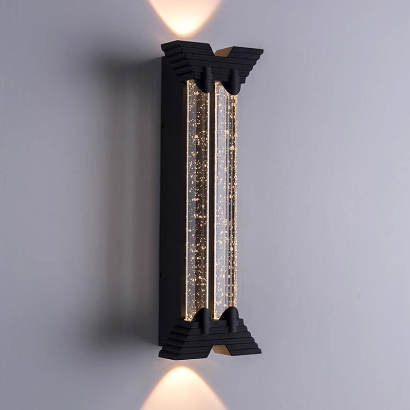 Applique murale extérieure moderne minimaliste étanche en acier inoxydable cylindrique trapézoïdal à LED en cristal pour jardin 