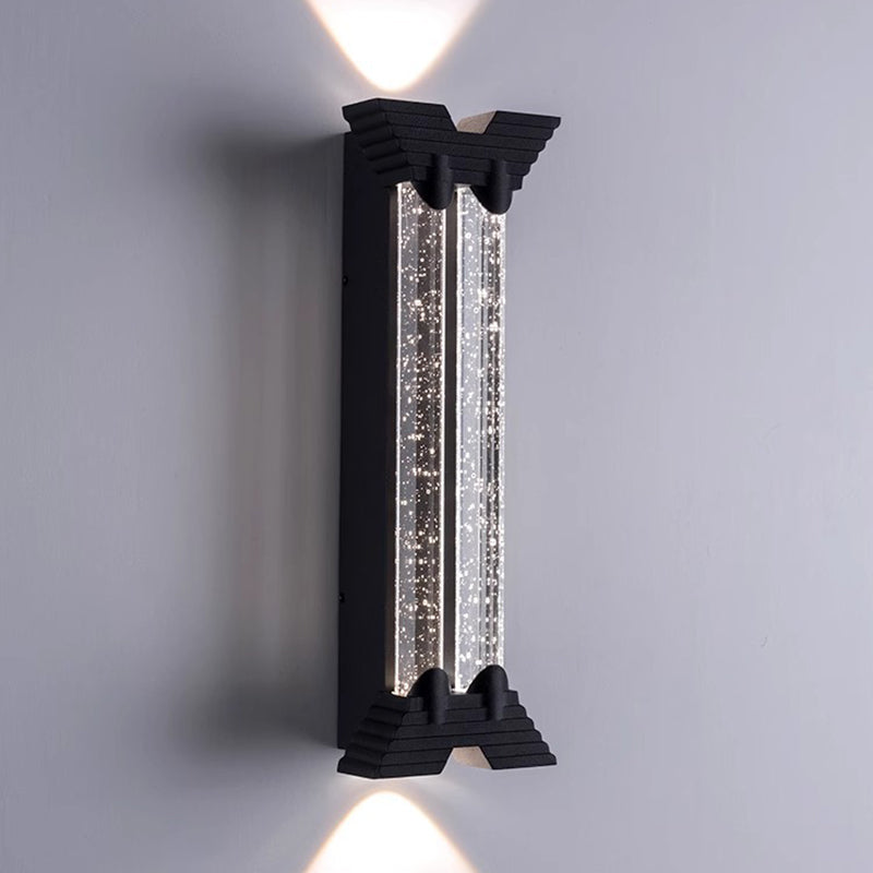 Applique murale extérieure moderne minimaliste étanche en acier inoxydable cylindrique trapézoïdal à LED en cristal pour jardin 