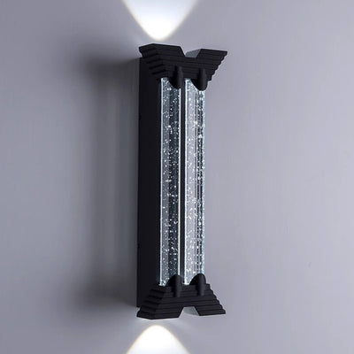 Applique murale extérieure moderne minimaliste étanche en acier inoxydable cylindrique trapézoïdal à LED en cristal pour jardin 
