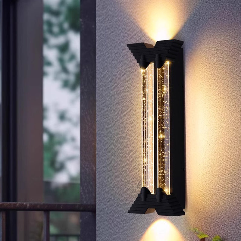 Applique murale extérieure moderne minimaliste étanche en acier inoxydable cylindrique trapézoïdal à LED en cristal pour jardin 