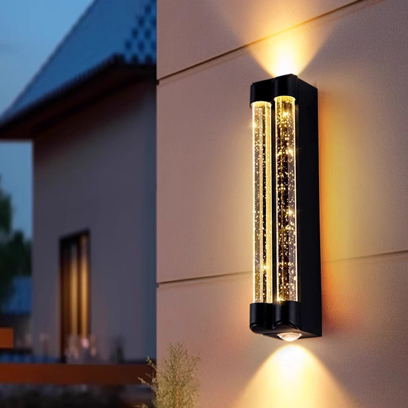 Applique murale extérieure moderne minimaliste étanche en acier inoxydable cylindrique trapézoïdal à LED en cristal pour jardin 