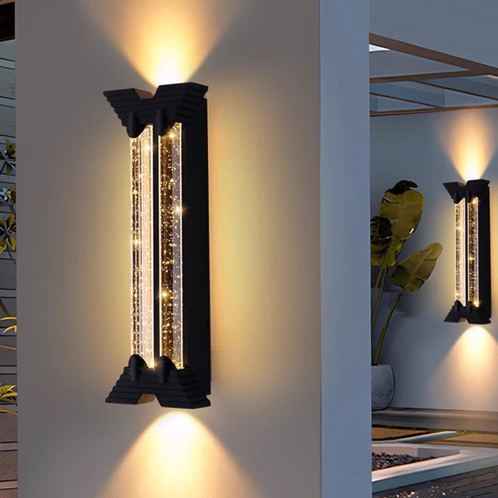 Modern Minimalist Waterproof Trapezoid Cylindrical Stainless Steel Crystal LED Outdoor Wall Sconce Lamp For Garden