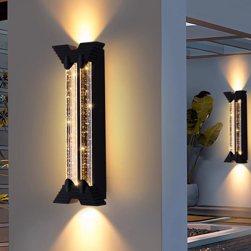 Applique murale extérieure moderne minimaliste étanche en acier inoxydable cylindrique trapézoïdal à LED en cristal pour jardin 