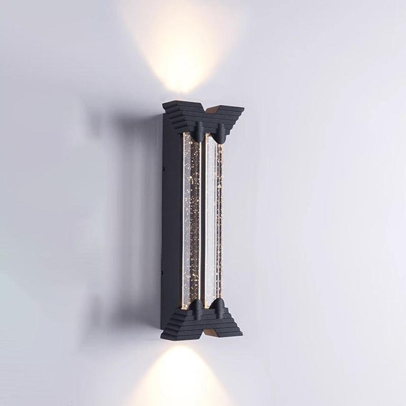 Applique murale extérieure moderne minimaliste étanche en acier inoxydable cylindrique trapézoïdal à LED en cristal pour jardin 