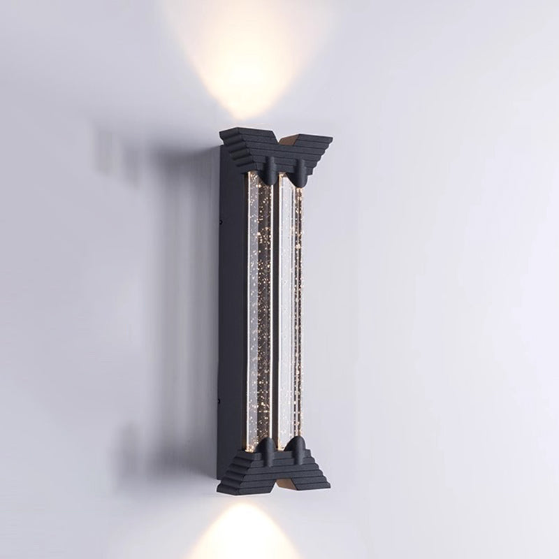 Applique murale extérieure moderne minimaliste étanche en acier inoxydable cylindrique trapézoïdal à LED en cristal pour jardin 