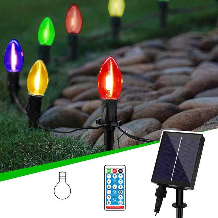 Moderne minimalistische wasserdichte Solar-Weihnachts-Wassertropfen-Kunststoff-12/25-Licht-Landschaftsbeleuchtung Außen-Lichterkette für den Garten 