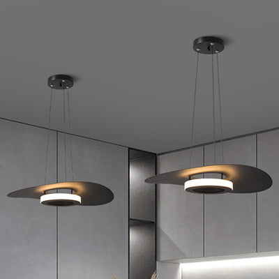 Lámpara colgante LED de hierro acrílico contemporánea creativa con forma de platillo volante para comedor 