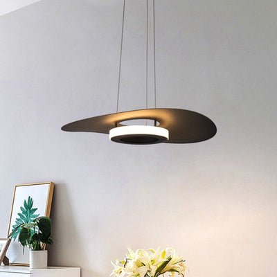 Lámpara colgante LED de hierro acrílico contemporánea creativa con forma de platillo volante para comedor 