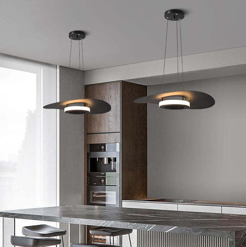 Lámpara colgante LED de hierro acrílico contemporánea creativa con forma de platillo volante para comedor 
