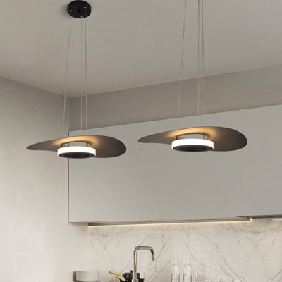 Lámpara colgante LED de hierro acrílico contemporánea creativa con forma de platillo volante para comedor 
