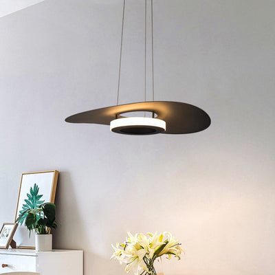 Lámpara colgante LED de hierro acrílico contemporánea creativa con forma de platillo volante para comedor 