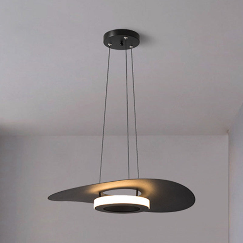 Lámpara colgante LED de hierro acrílico contemporánea creativa con forma de platillo volante para comedor 