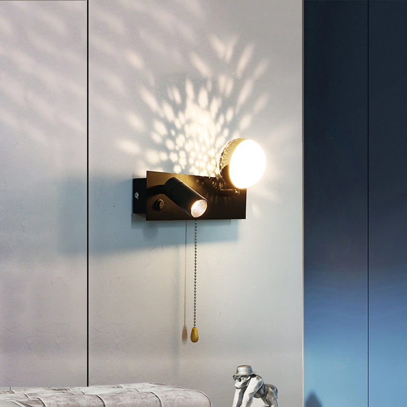 مصباح حائط LED قابل للتدوير من الحديد وPC بتصميم مستطيل عصري لغرفة النوم 