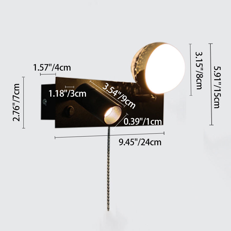 مصباح حائط LED قابل للتدوير من الحديد وPC بتصميم مستطيل عصري لغرفة النوم 