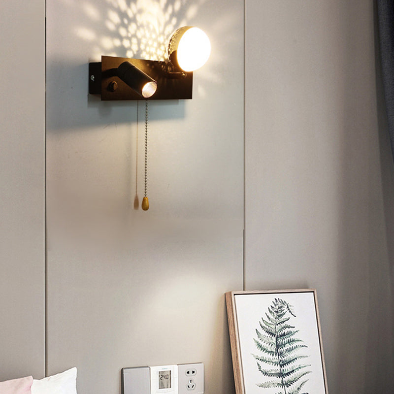 مصباح حائط LED قابل للتدوير من الحديد وPC بتصميم مستطيل عصري لغرفة النوم 