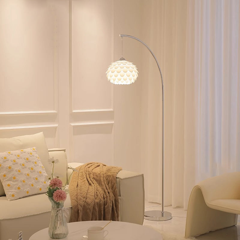 Modern Art Deco Pinecone Iron Plastic 1-Light Standing Floor Lamp For Bedroom