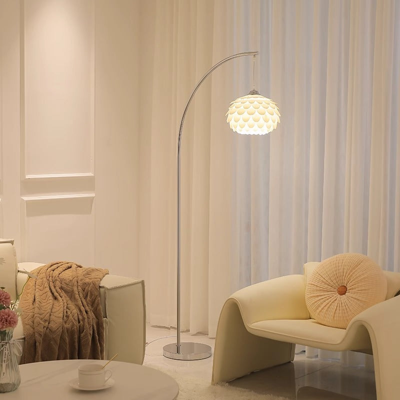 Modern Art Deco Pinecone Iron Plastic 1-Light Standing Floor Lamp For Bedroom