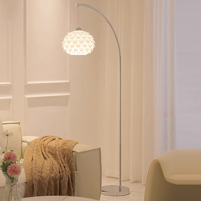 Modern Art Deco Pinecone Iron Plastic 1-Light Standing Floor Lamp For Bedroom