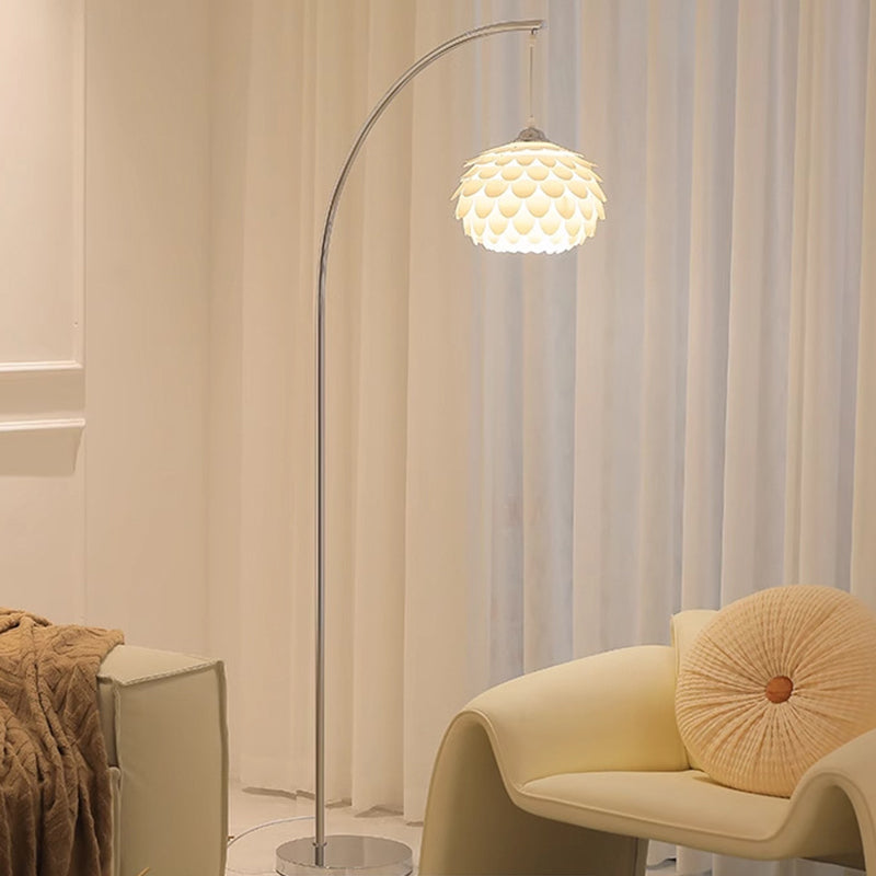 Modern Art Deco Pinecone Iron Plastic 1-Light Standing Floor Lamp For Bedroom