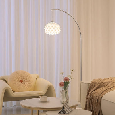 Modern Art Deco Pinecone Iron Plastic 1-Light Standing Floor Lamp For Bedroom