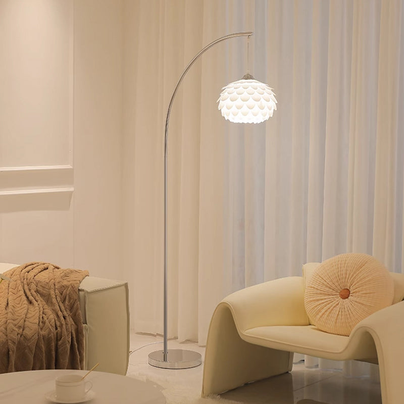 Modern Art Deco Pinecone Iron Plastic 1-Light Standing Floor Lamp For Bedroom