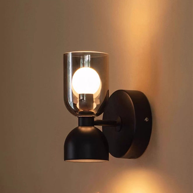 Modern Art Deco Wine Cup Iron Aluminum Glass 2-Light Wall Sconce Lamp For Hallway