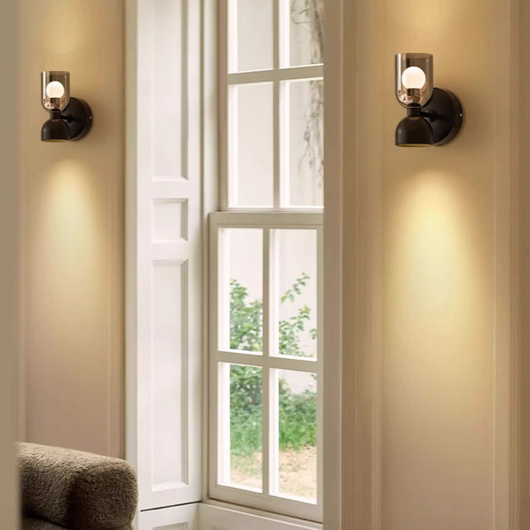Modern Art Deco Wine Cup Iron Aluminum Glass 2-Light Wall Sconce Lamp For Hallway