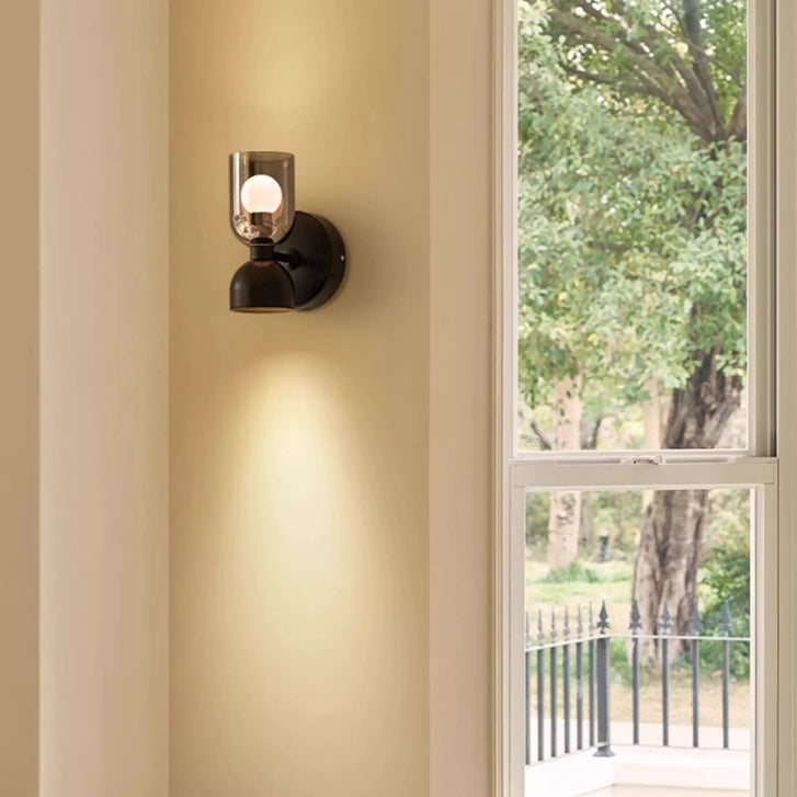 Modern Art Deco Wine Cup Iron Aluminum Glass 2-Light Wall Sconce Lamp For Hallway