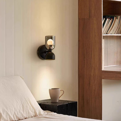 Modern Art Deco Wine Cup Iron Aluminum Glass 2-Light Wall Sconce Lamp For Hallway