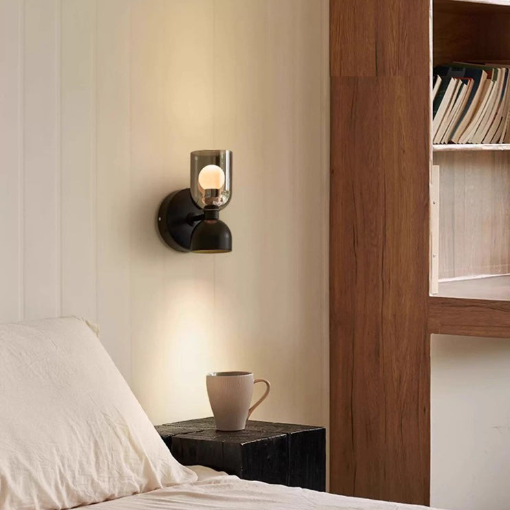 Modern Art Deco Wine Cup Iron Aluminum Glass 2-Light Wall Sconce Lamp For Hallway