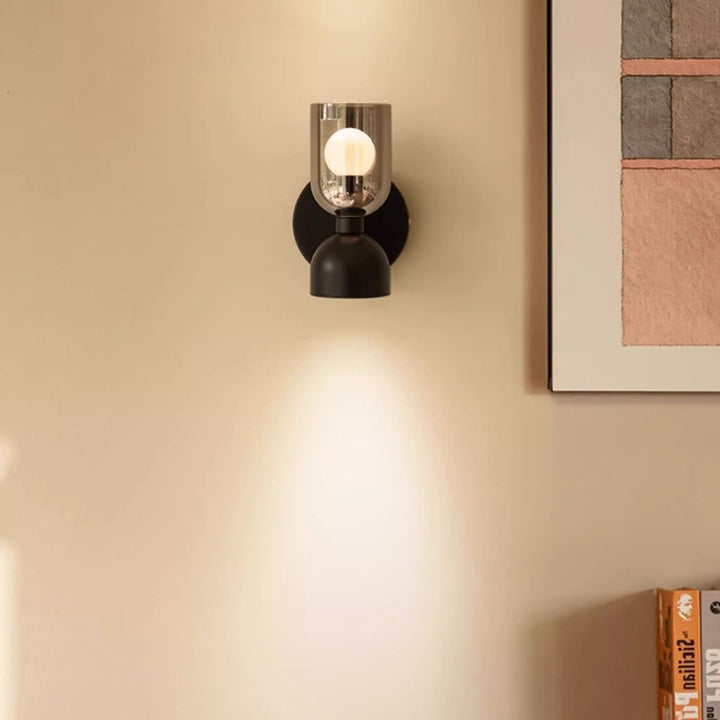 Modern Art Deco Wine Cup Iron Aluminum Glass 2-Light Wall Sconce Lamp For Hallway