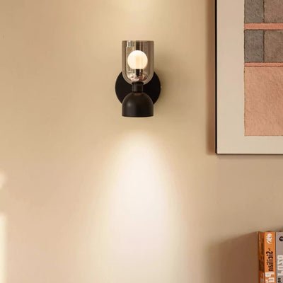 Modern Art Deco Wine Cup Iron Aluminum Glass 2-Light Wall Sconce Lamp For Hallway