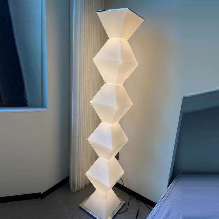 Contemporary Creative Geometry Iron Stainless Steel Plastic Glass LED Standing Floor Lamp For Living Room