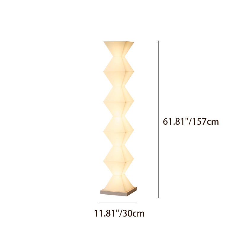 مصباح أرضي LED من الفولاذ المقاوم للصدأ والبلاستيك والزجاج بتصميم هندسي إبداعي عصري لغرفة المعيشة 