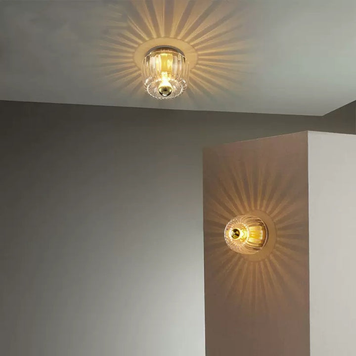 Contemporary Retro Bowl Iron Glass 1-Light Semi-Flush Mount Ceiling Light For Entryway