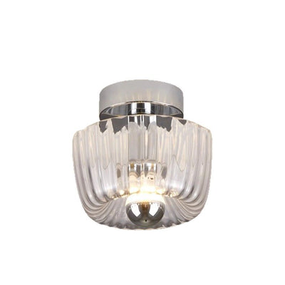 Contemporary Retro Bowl Iron Glass 1-Light Semi-Flush Mount Ceiling Light For Entryway