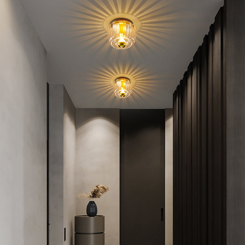 Contemporary Retro Bowl Iron Glass 1-Light Semi-Flush Mount Ceiling Light For Entryway