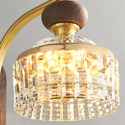 Traditional Luxury Round Acrylic Metal Solid Wood LED Wall Sconce Lamp For Bedroom