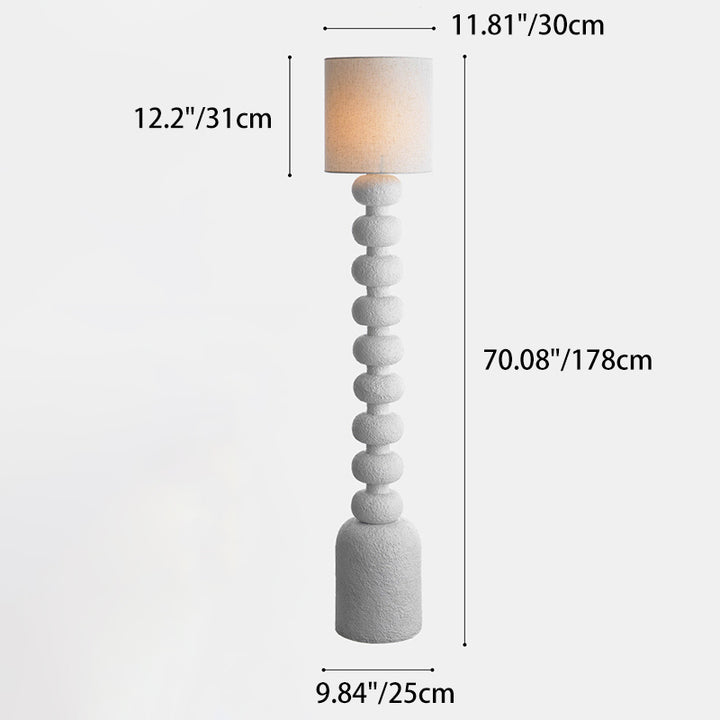 Traditional Japanese Round Square Resin Glass Fabric 1-Light Standing Floor Lamp For Bedroom