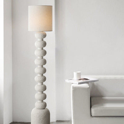 Traditional Japanese Round Square Resin Glass Fabric 1-Light Standing Floor Lamp For Bedroom