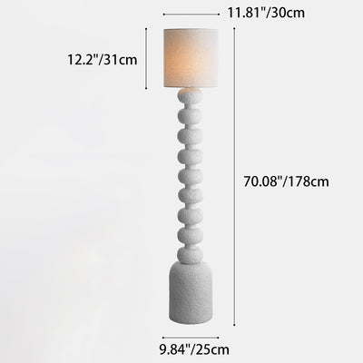 Traditional Japanese Round Square Resin Glass Fabric 1-Light Standing Floor Lamp For Bedroom