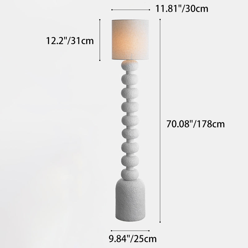 Traditional Japanese Round Square Resin Glass Fabric 1-Light Standing Floor Lamp For Bedroom