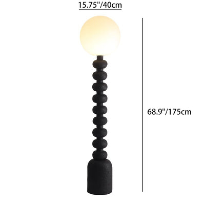 Traditional Japanese Round Square Resin Glass Fabric 1-Light Standing Floor Lamp For Bedroom