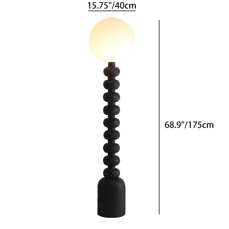 Traditional Japanese Round Square Resin Glass Fabric 1-Light Standing Floor Lamp For Bedroom