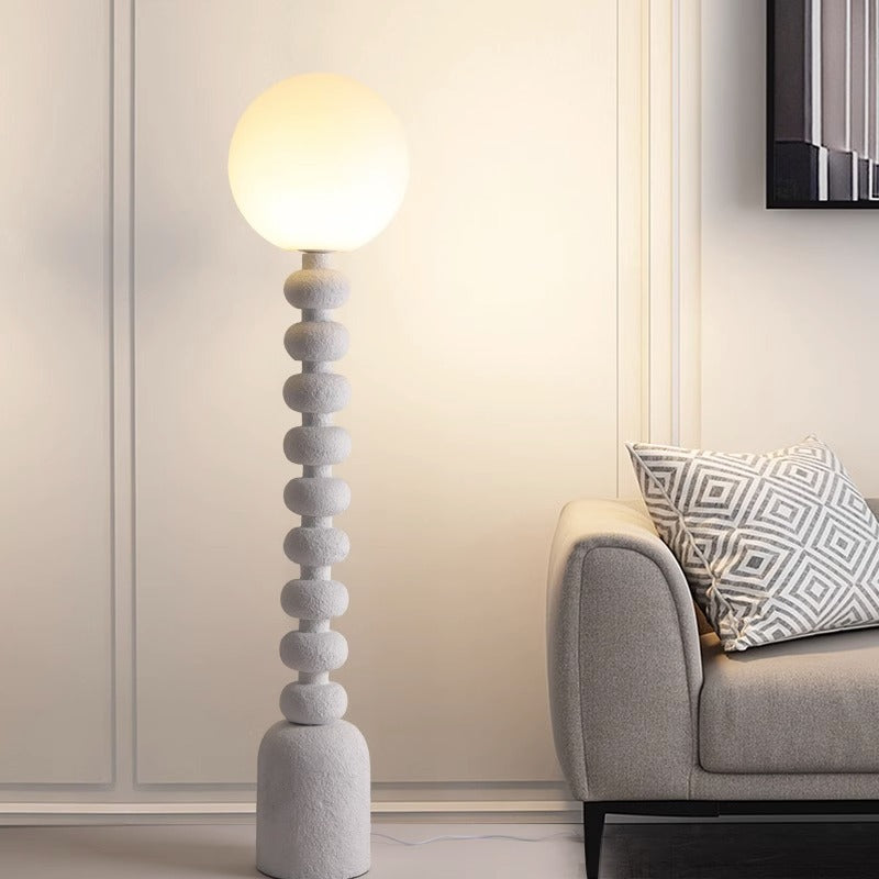Traditional Japanese Round Square Resin Glass Fabric 1-Light Standing Floor Lamp For Bedroom