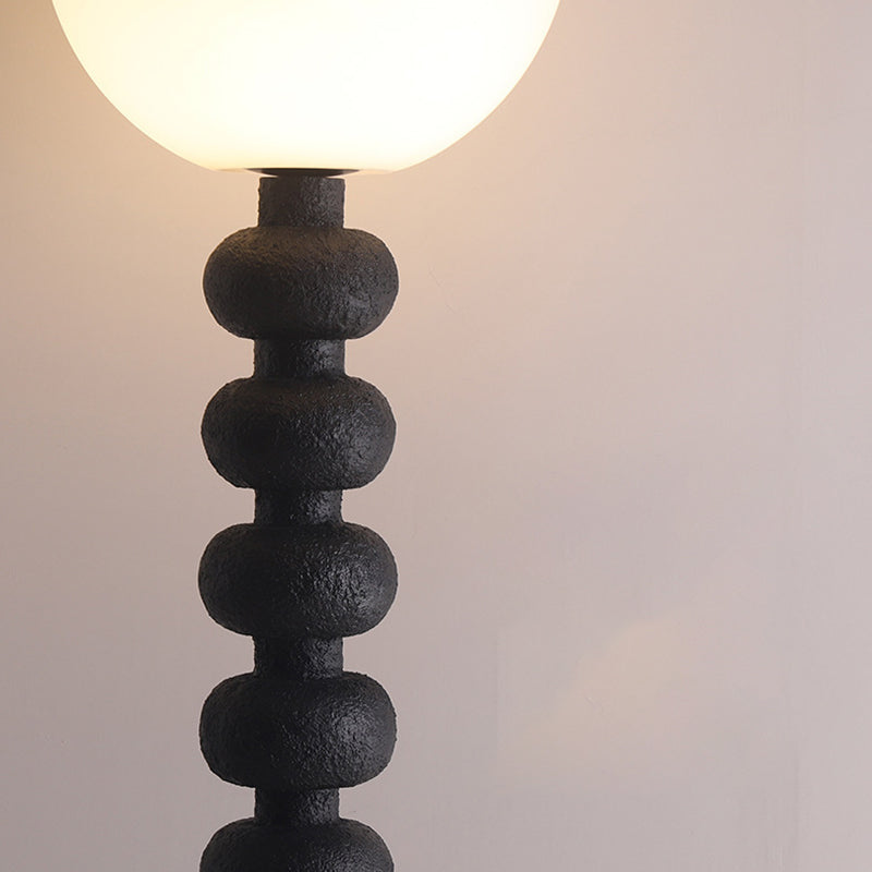 Traditional Japanese Round Square Resin Glass Fabric 1-Light Standing Floor Lamp For Bedroom
